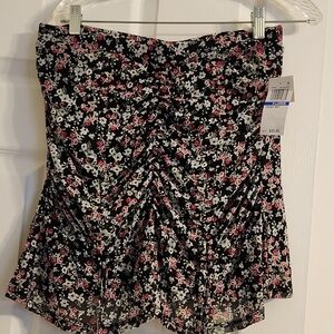 Ultra Flirt Black and Pink Floral Mini Skirt